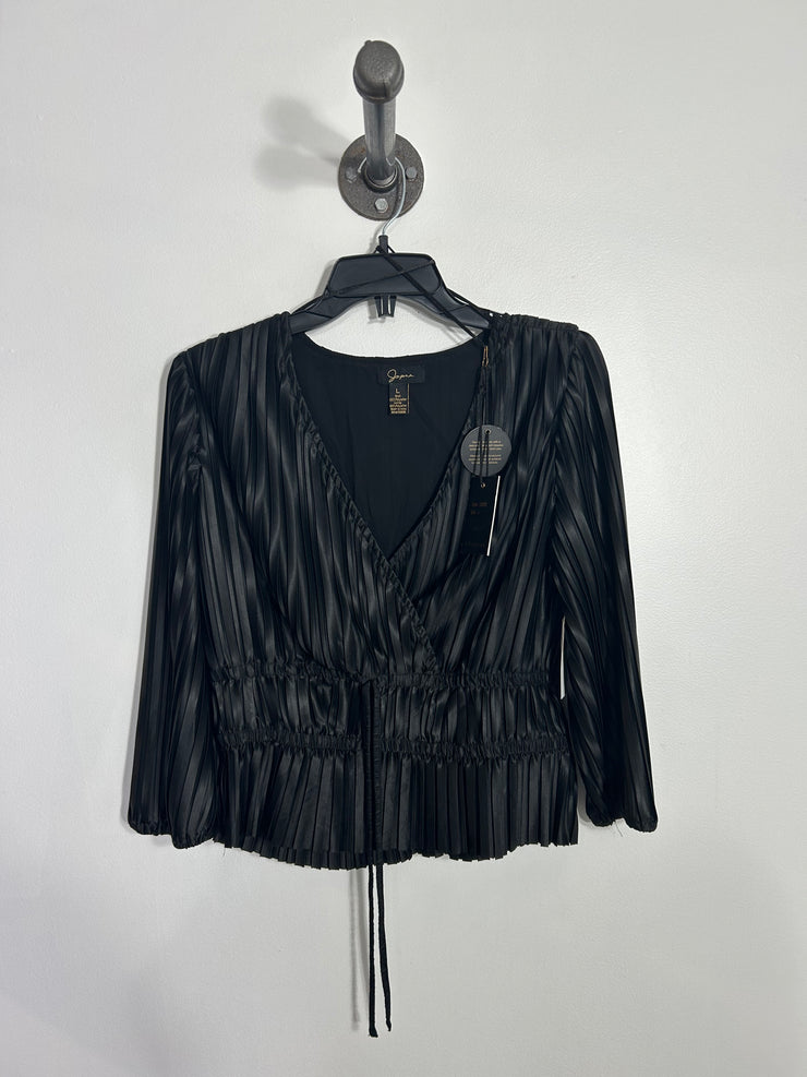 Japra Black V Neck Blouse
