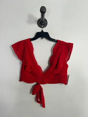 Forever 21 Red Tie V Neck Top