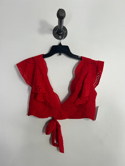 Forever 21 Red Tie V Neck Top