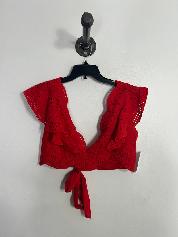 Forever 21 Red Tie V Neck Top