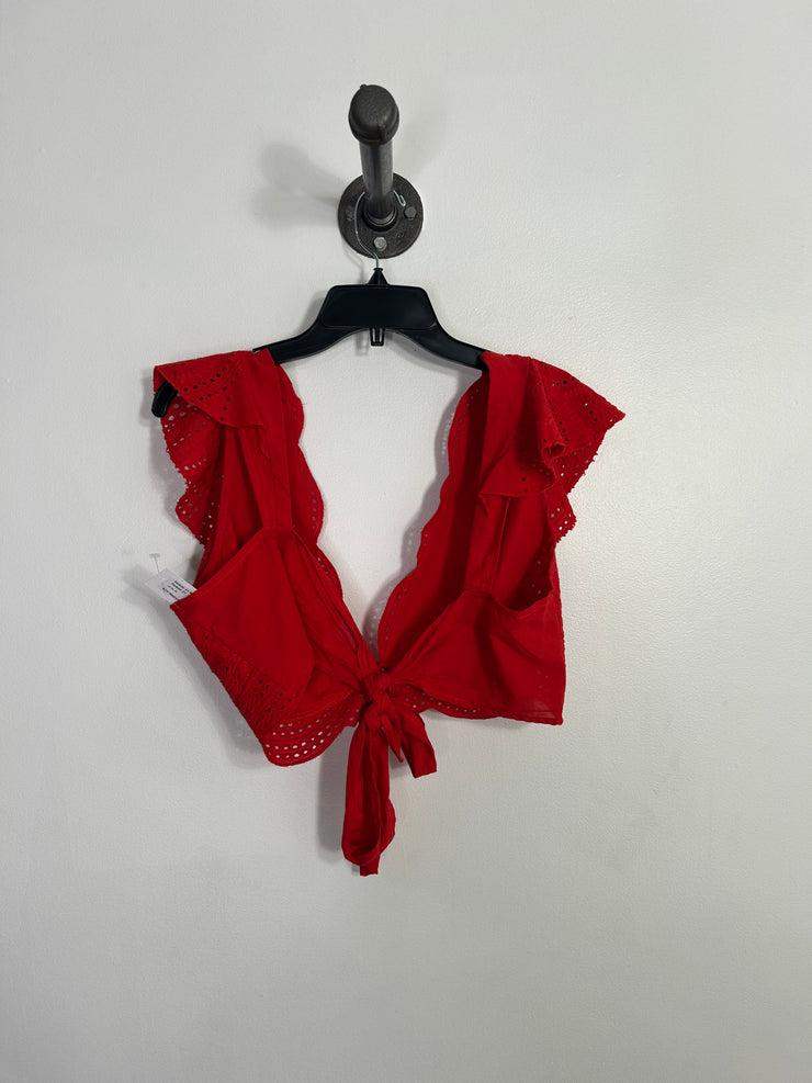 Forever 21 Red Tie V Neck Top