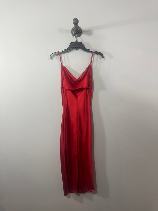 Robe longue en satin rouge Whyte Valentine