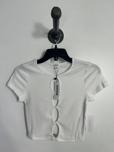 Garage White Keyhole Tee