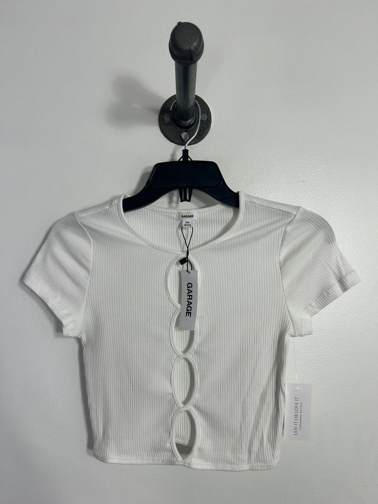 Garage White Keyhole Tee