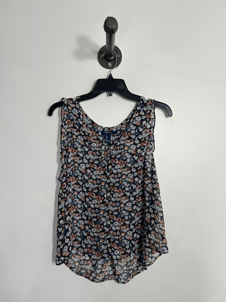F. 21 Navy Floral Sheer Blouse