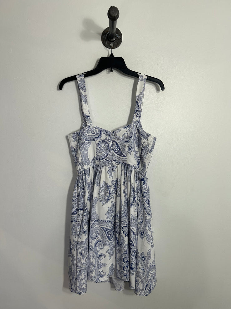 Dex Wht/Blu Pattern Mini Dress