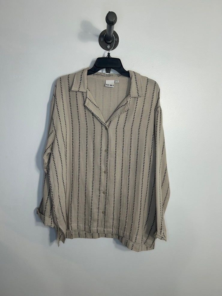 Ichi Beige Bow Pattern Lsv Top