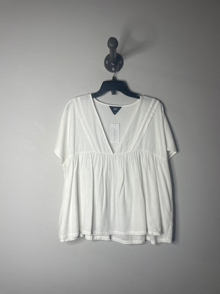 Thing Thing Wht V-Neck Blouse