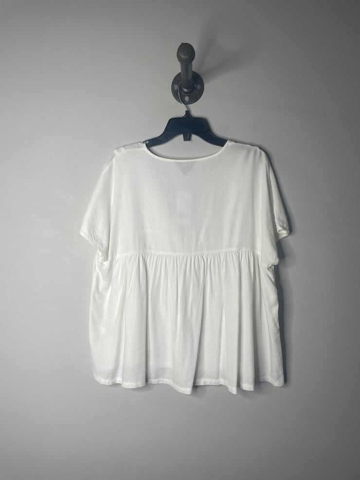 Thing Thing Wht V-Neck Blouse