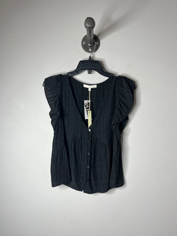 M&L Black Button-Up Blouse