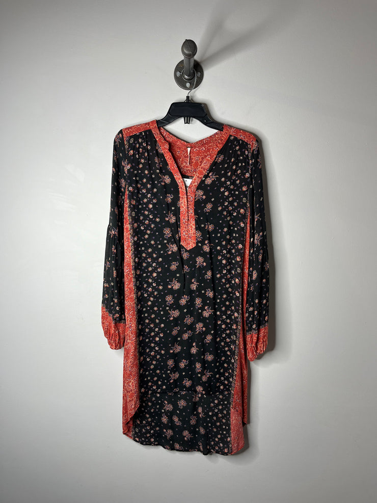 FP Blk/Pnk Boho Longslve Dress