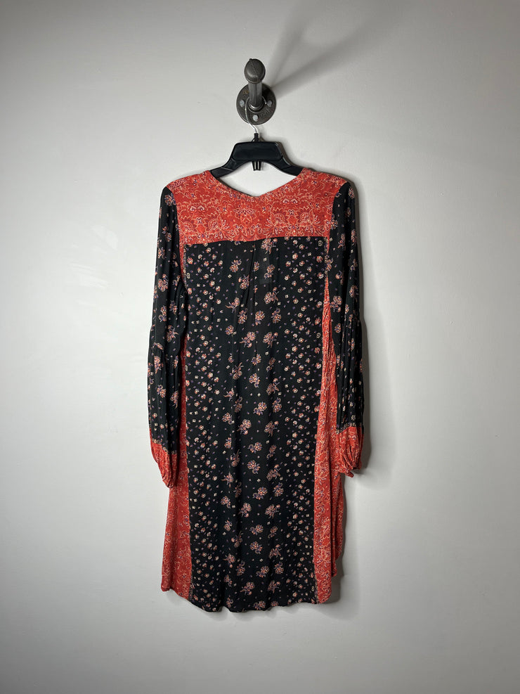 FP Blk/Pnk Boho Longslve Dress