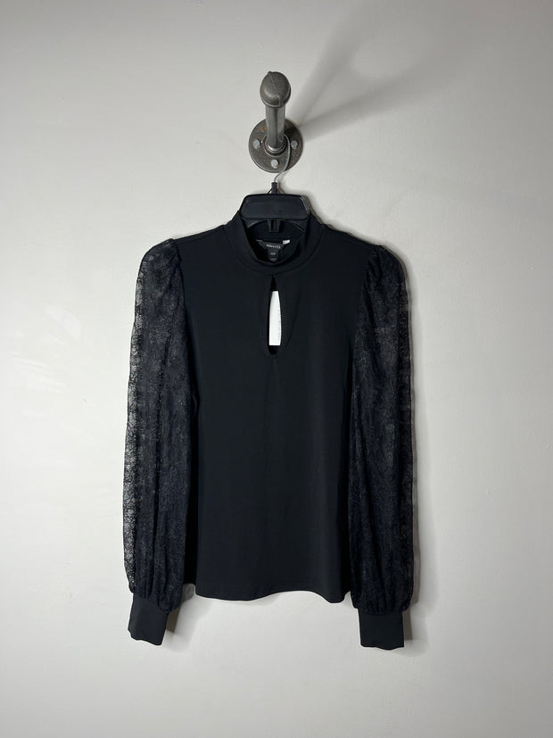 RW&CO Black Lace-Sleeve Blouse