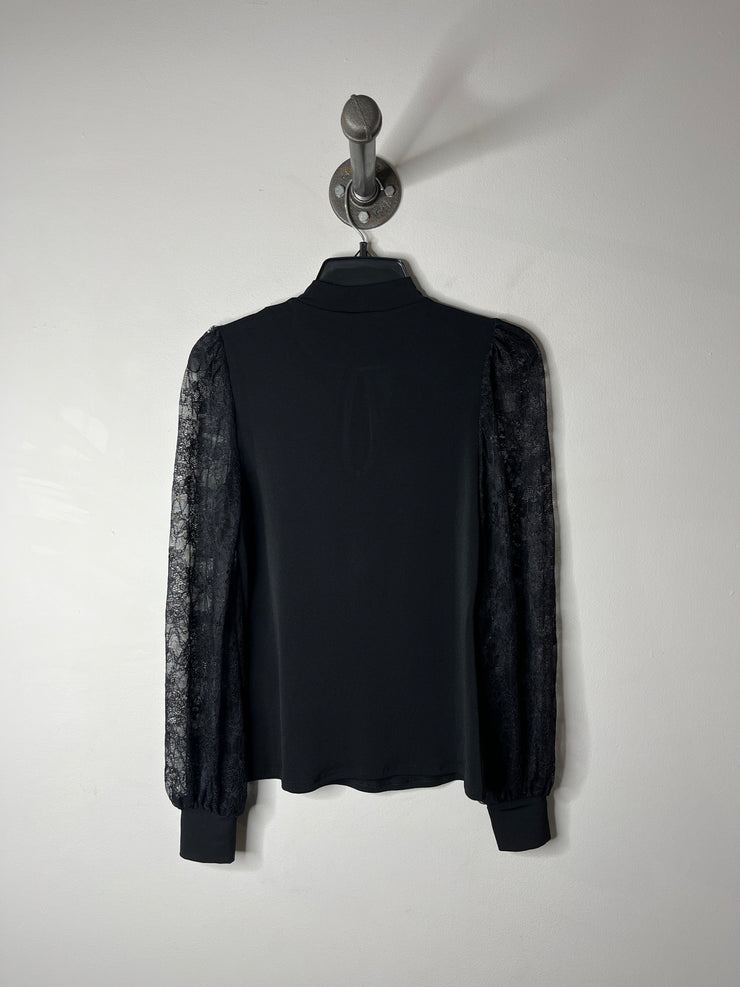 RW&CO Black Lace-Sleeve Blouse