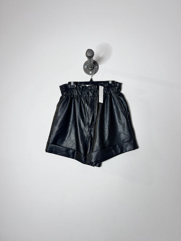 Dex Leather Black Shorts