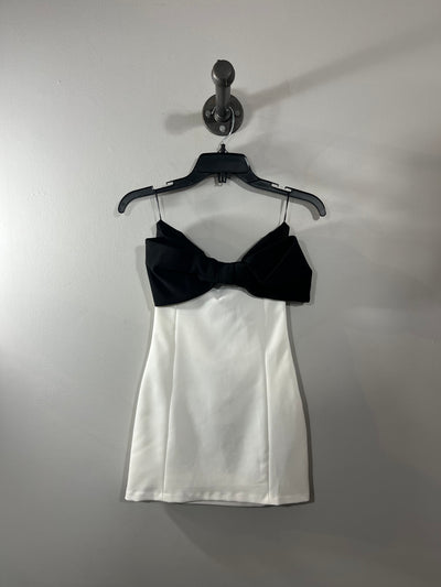 Zara Wht Black Bow Mini Dress