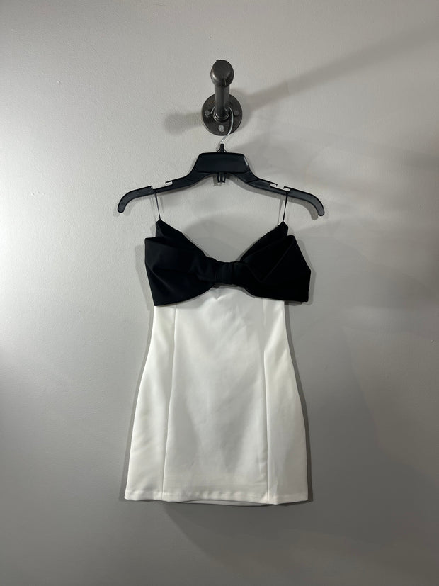 Zara Wht Black Bow Mini Dress