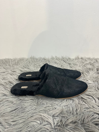 Toms Black Glitter Slide Ons