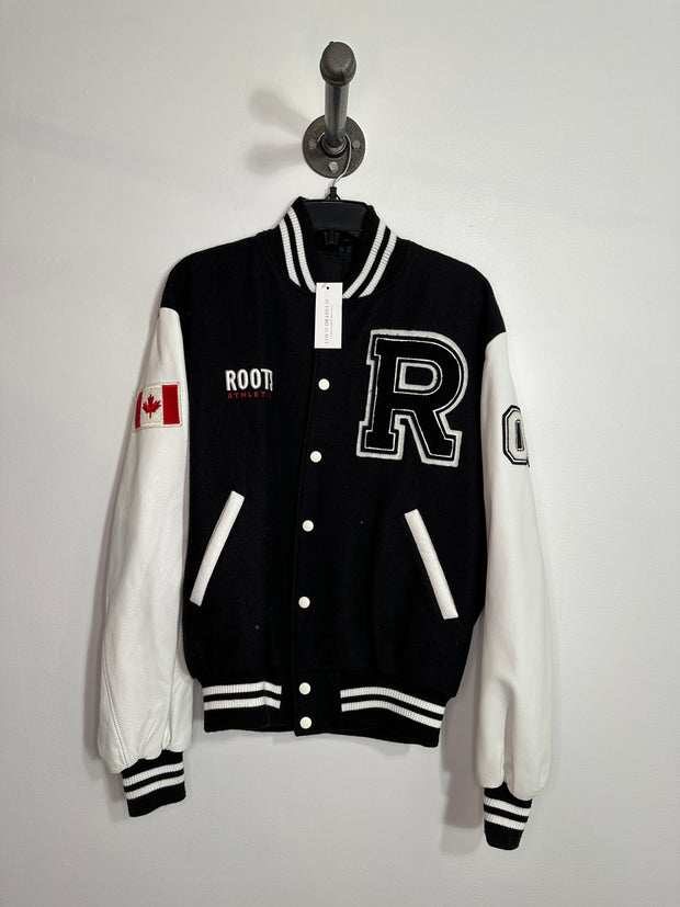 Chaqueta bomber Roots negra y blanca