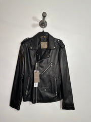 Veste en cuir noir Zara