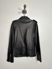 Veste en cuir noir Zara