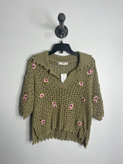 Haut en crochet fleuri MNG Brn