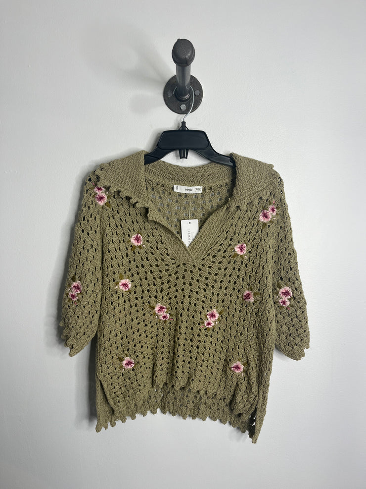 Top de crochet floral MNG Brn