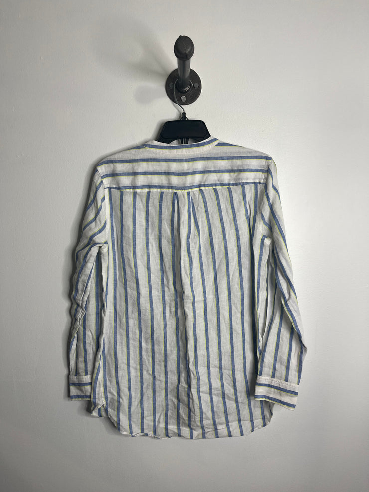 Chemise boutonnée en lin blanc/bleu Gap