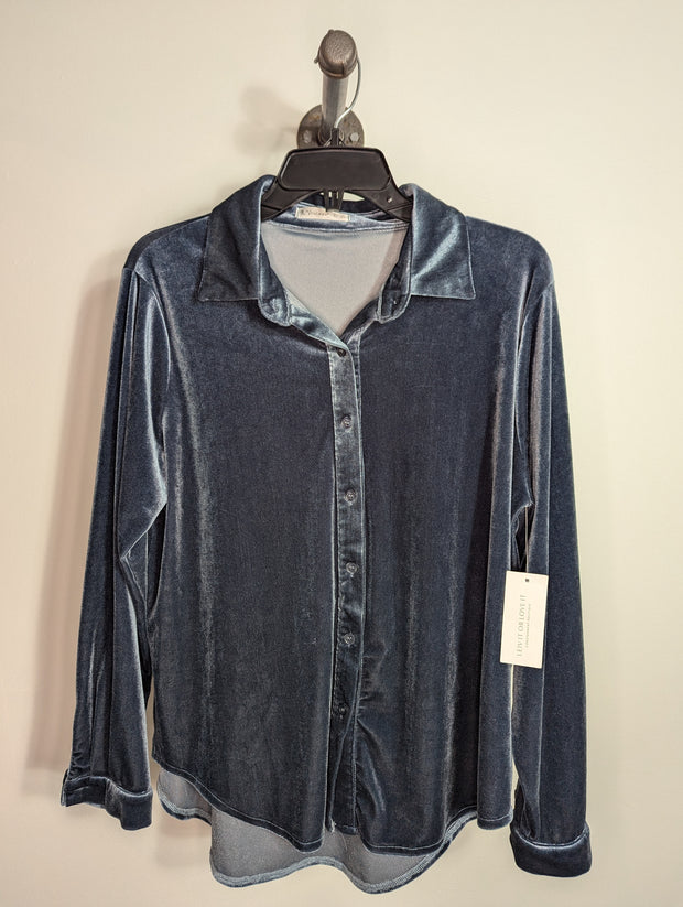 R. Vivimos Blu Suede Button-Up