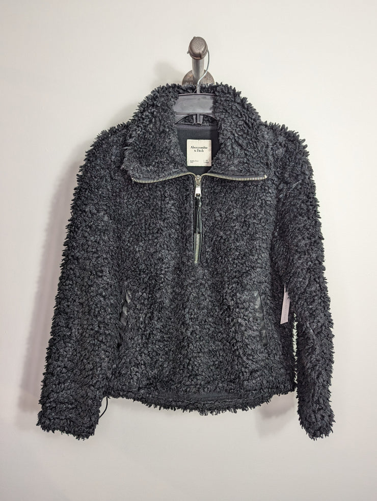 Abercrombie Blk Fuzzy Half-Zip