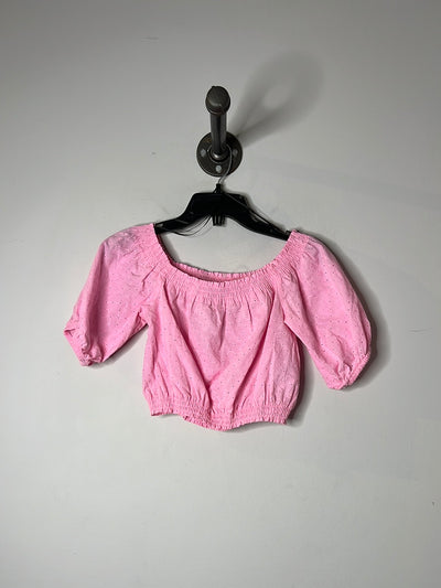 Divided Pink Crop Blouse