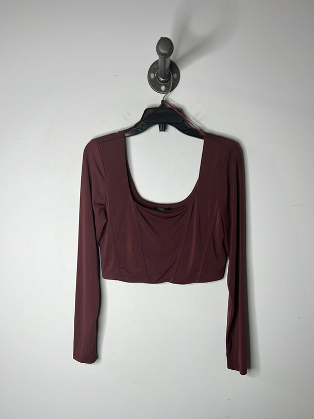 Dynamite Maroon Crop LSleeve