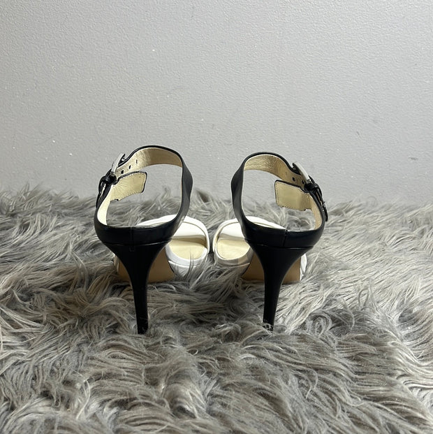 MK Wht&Blk Strappy Heel