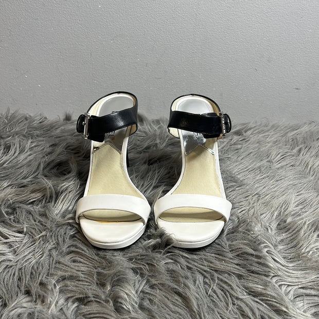 MK Wht&Blk Strappy Heel