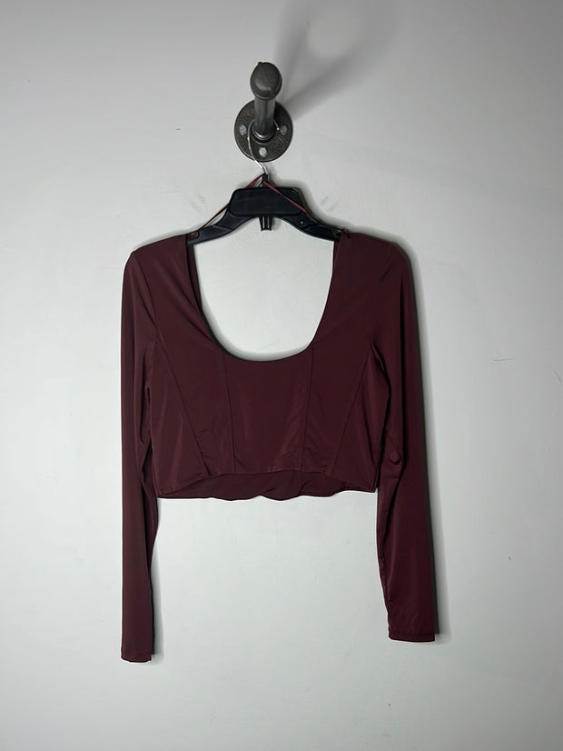 Dynamite Maroon Crop LSleeve