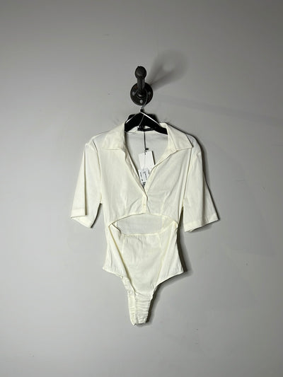 Zara White Button Up Bodysuit