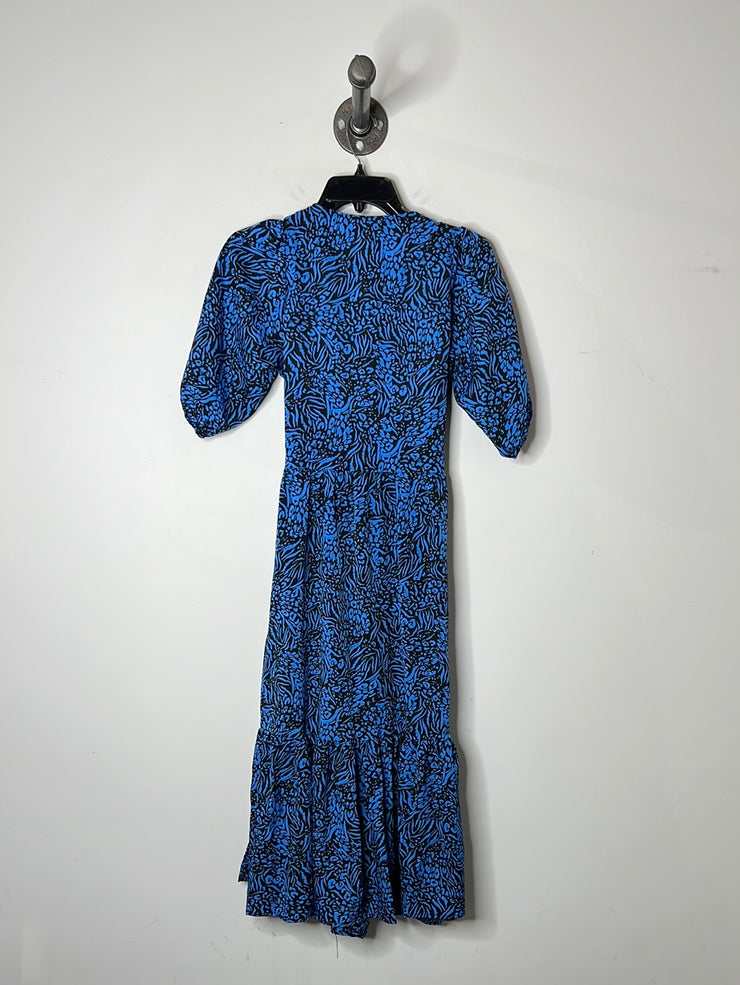 Brave Soul Blue/Blk Wrap Dress