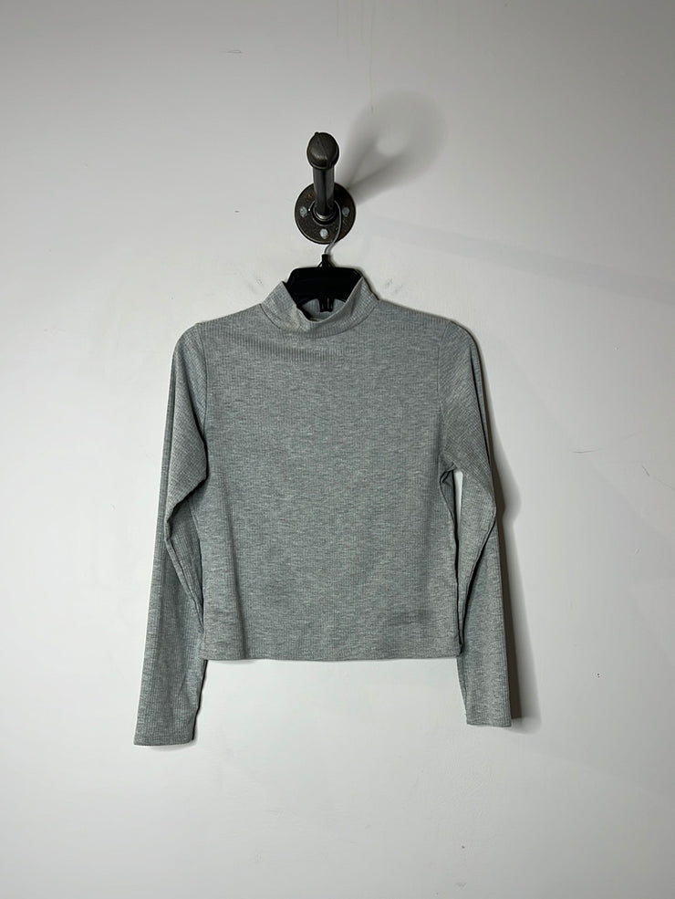 Olivia Rae Grey Rib Crop LSlv