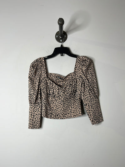 Zara Cheetah Crop Puff Sleeve