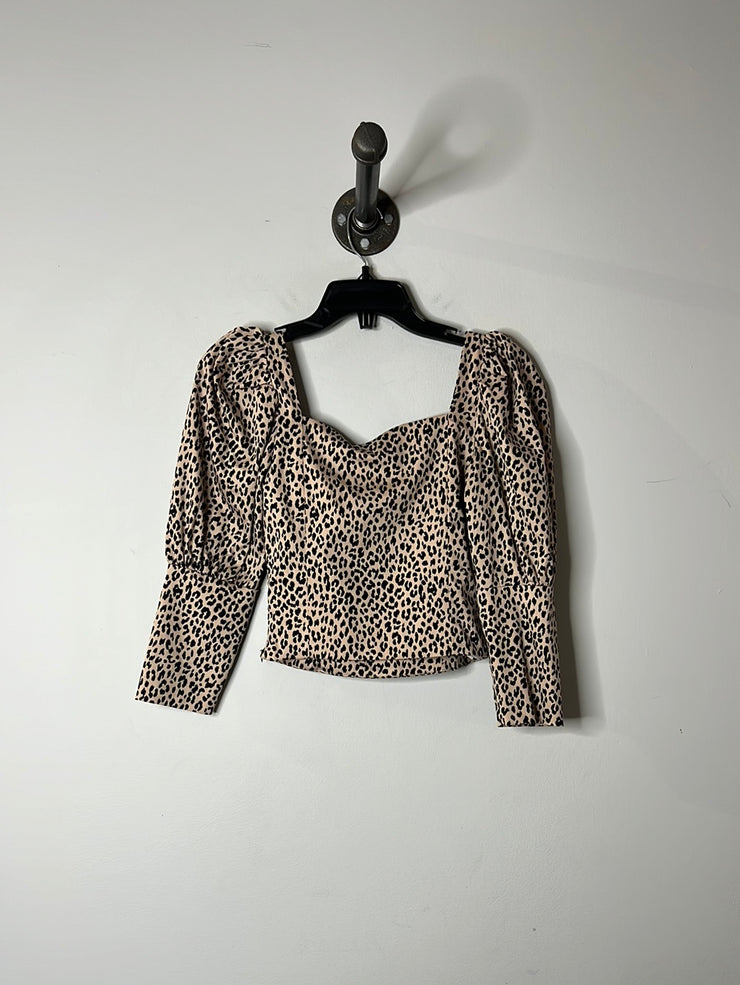 Zara Cheetah Crop Puff Sleeve