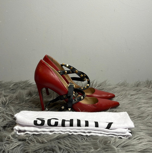 Valentino Red/Blk Spiky Heels