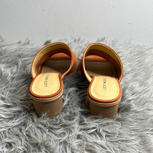 LuckyBrand Rust Leather Mules