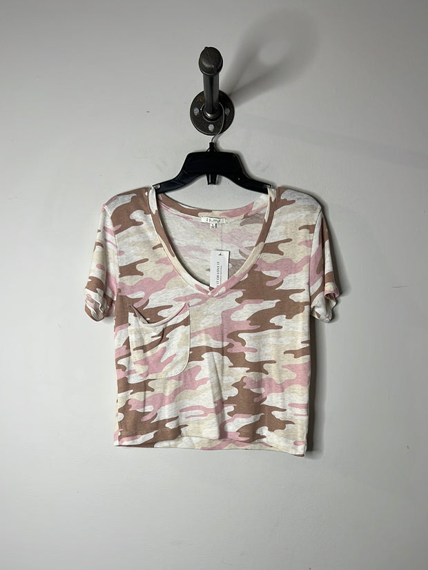 Z Supply Pink/Brn Crop Tee