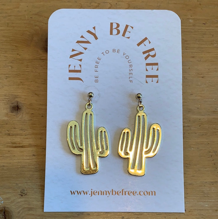 Gold Cactus Statement Earring