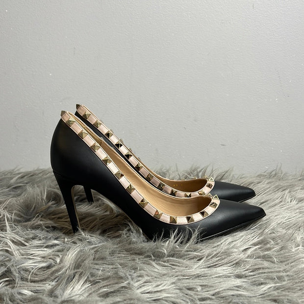 Valentino Blk/Gold Spikey Heel