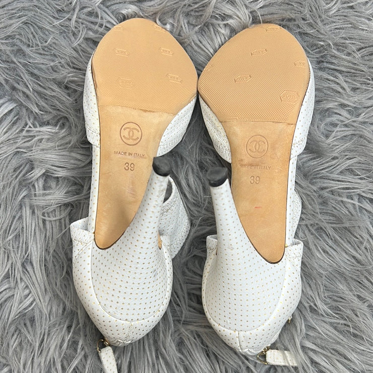 Chanel White/Gold Heels