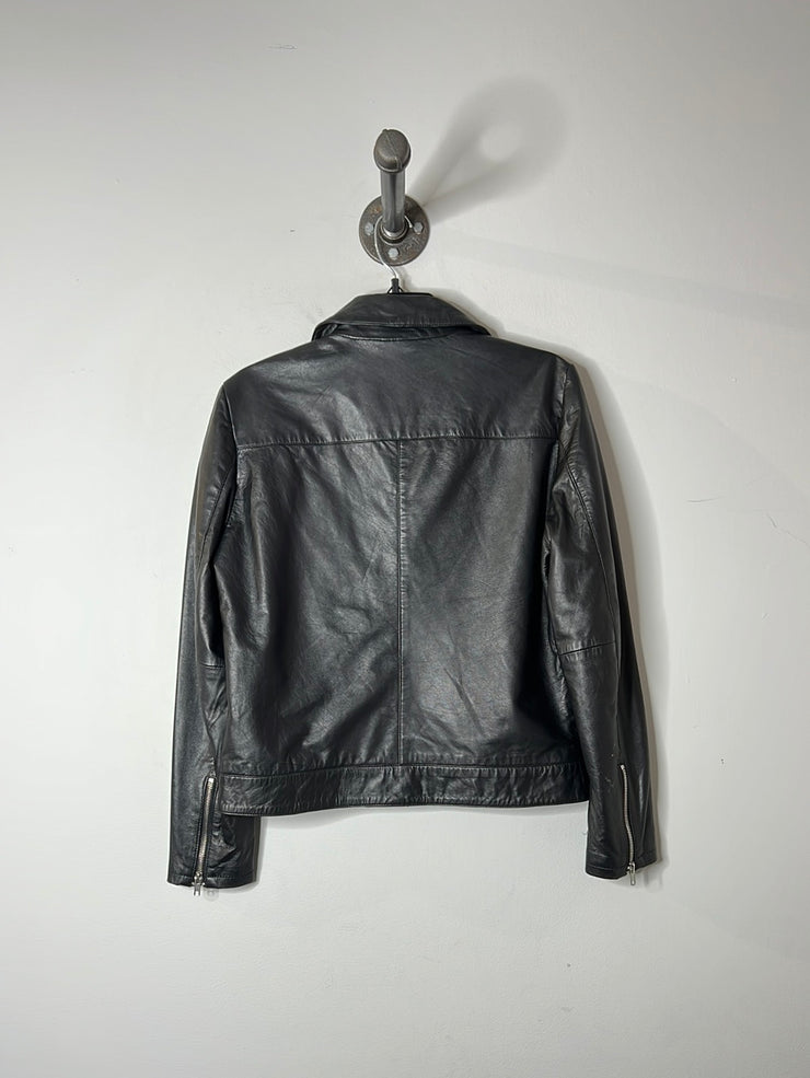Soaked Blk Leather Moto Jacket