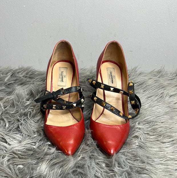 Valentino Red/Blk Spiky Heels