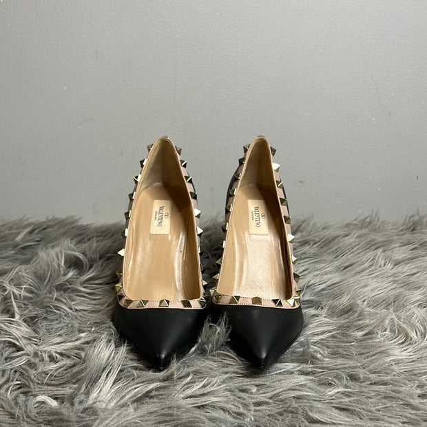 Valentino Blk/Gold Spikey Heel