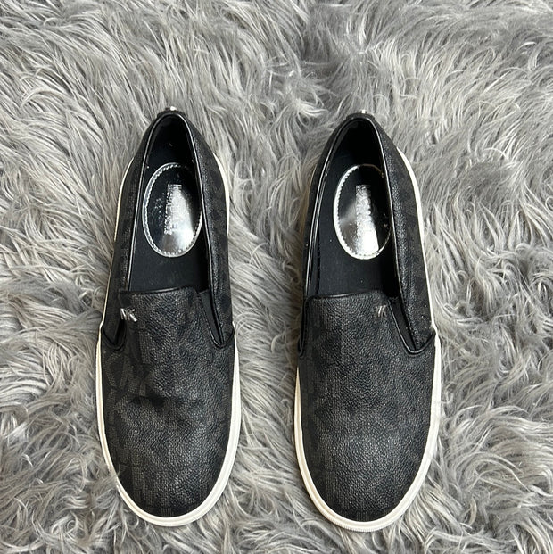 MK Black Leather Slip Ons